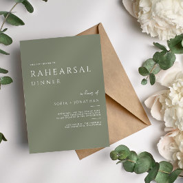 Grönt Sage Minimalist RAHEARSAL Dinner Bröllop Inbjudningar