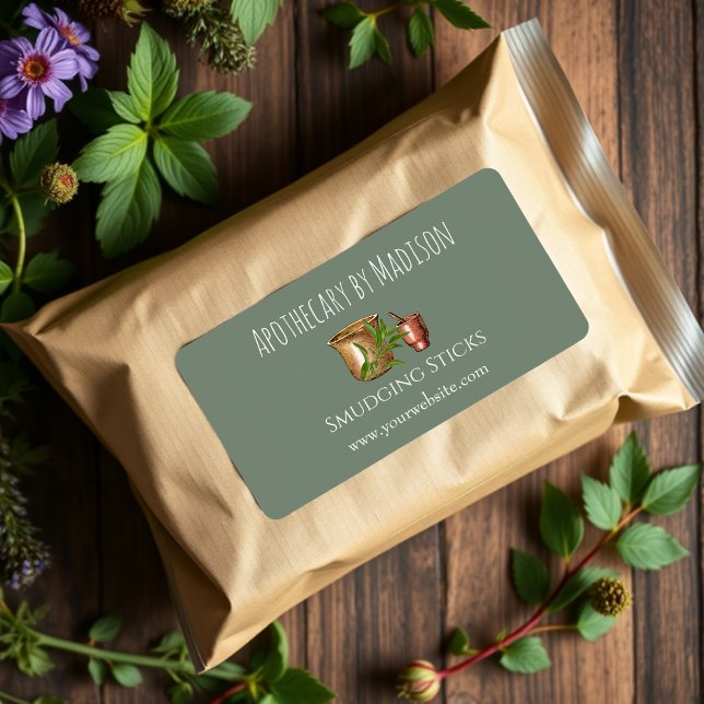 Grönt | Sage Smudge Stick Product Labels Adressetikett (Skapare uppladdad)
