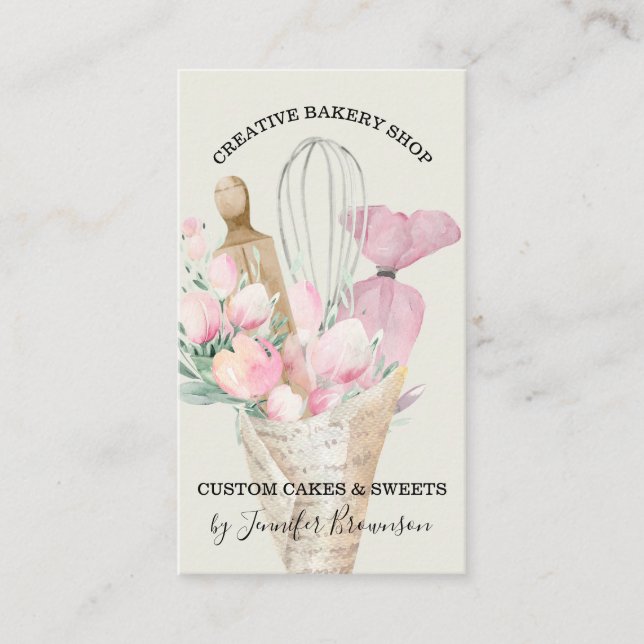 Grönt Sage Sophisticated Bakery Visitkort (Framsida)