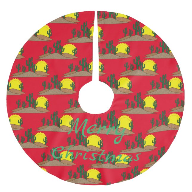 Grönt Saguaro Cactus Desert Sunrise Thunder_Cove Julgransmatta Borstad Polyester (Framsidan)