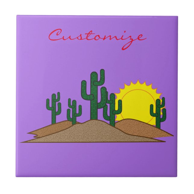 Grönt Saguaro Cactus Desert Sunrise Thunder_Cove Kakelplatta (Framsidan)