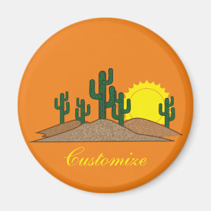 Grönt Saguaro Cactus Desert Sunrise Thunder_Cove Magnet