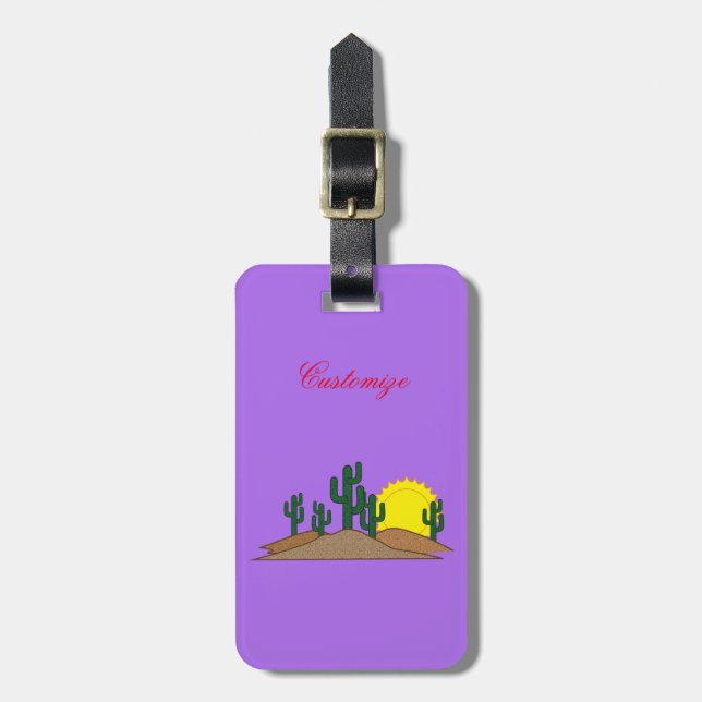 Grönt Saguaro Cactus Desert Sunset Thunder_Cove Bagagebricka (Vertikal Framsida)