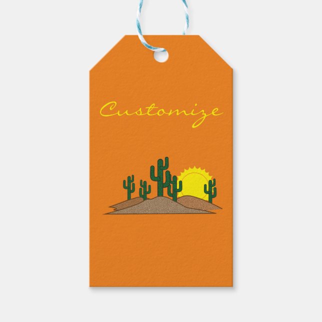 Grönt Saguaro Cactus Desert Sunset Thunder_Cove Presentetikett (Framsidan)