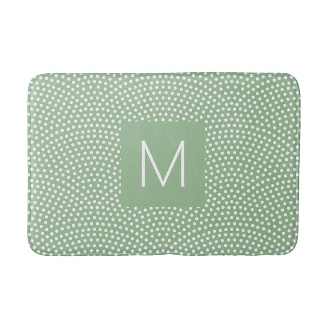 Grönt Samma Komon (hajskinn) Monogrammed Badrumsmatta (Framsidan)