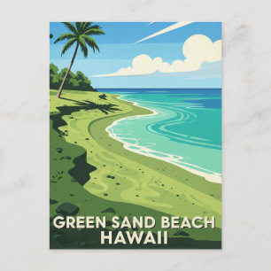 Grönt Sand Beach Hawaii Travel Vykort