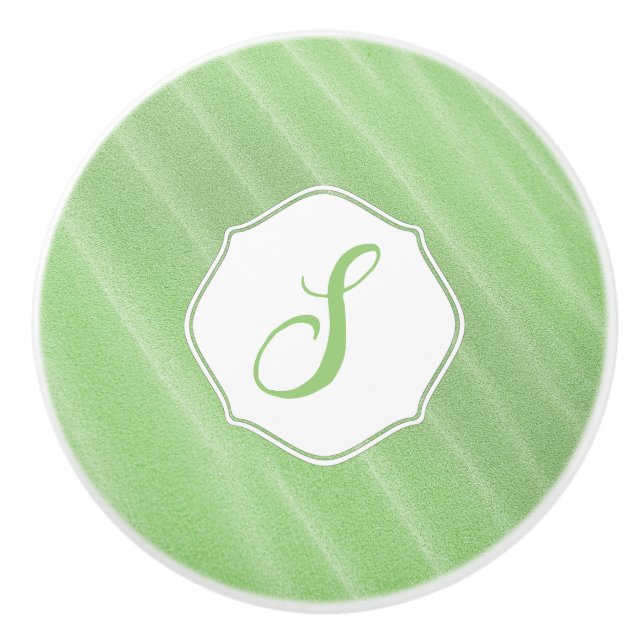 Grönt Sand Ripples Monogram Ceramic Drag Knopp (Framsidan)