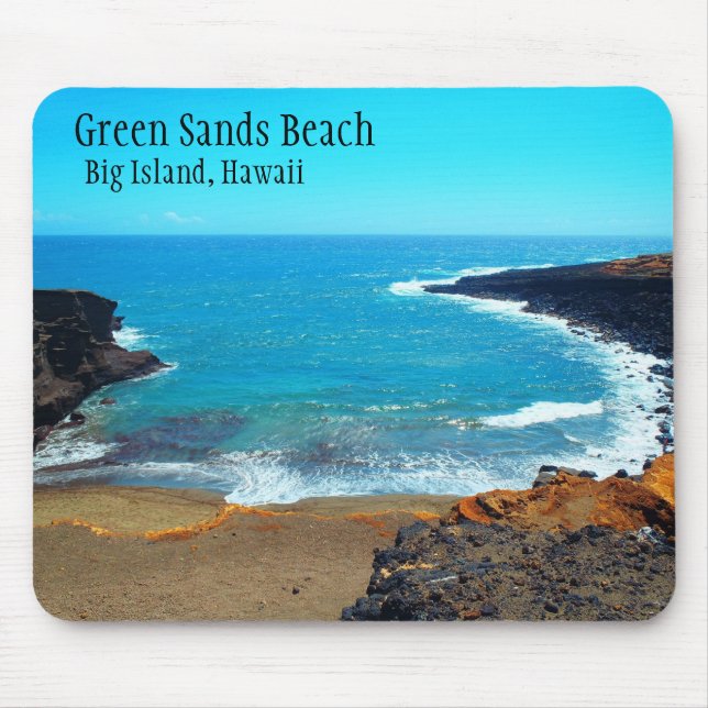 Grönt Sands Beach Big Island Hawaii mousepad Musmatta (Framsidan)