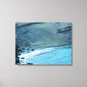 Grönt Sands Beach Hawaii Wrapped Canvas
