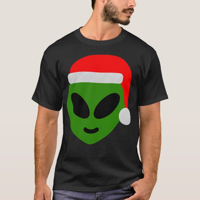 Grönt Santa Alien Emoji T Shirt (Framsida)