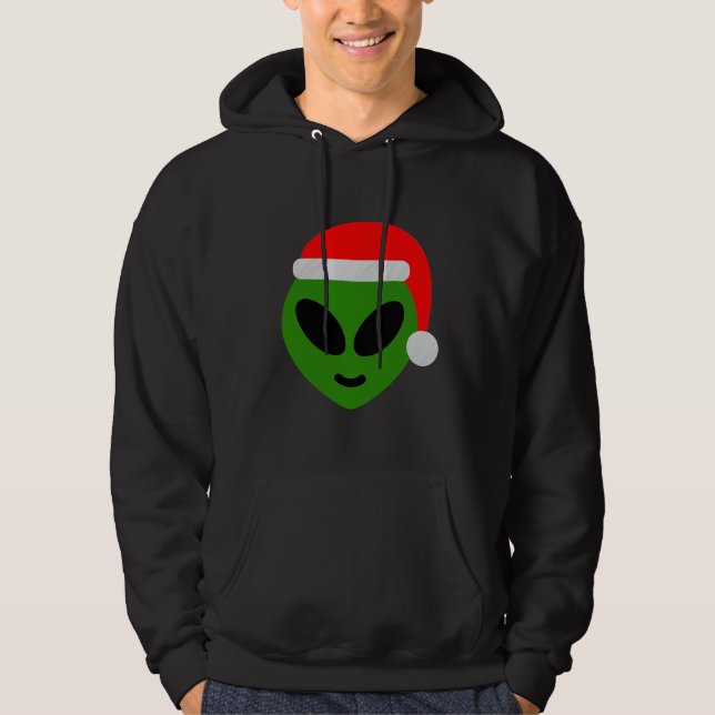 grönt Santa utomlands emoji Hoodie (Framsida)