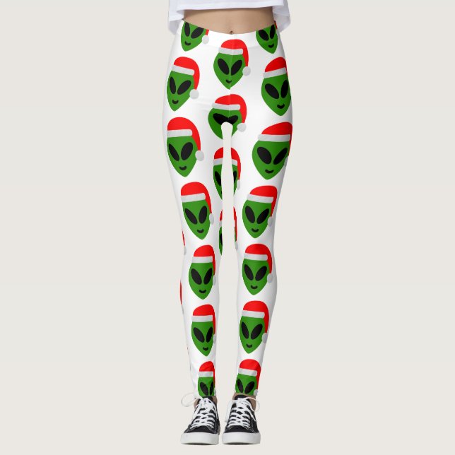 grönt Santa utomlands emoji Leggings (Framsida)