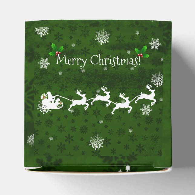 Grönt Santa's Sleigh and Reindeer Favor Box Presentaskar (Överdel)