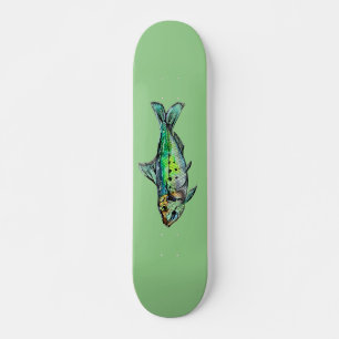 Grönt Sardiniens vattenfärg Mini Skateboard Bräda 18,5 Cm