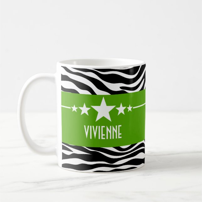 Grönt Sassy Star Zebra Mugg (Vänster)