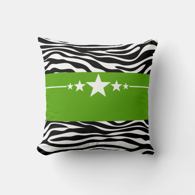 Grönt Sassy Star Zebra Pillow Kudde (Framsida)