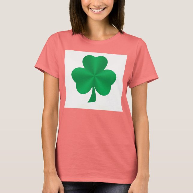 Grönt Satin Shamrock Dam T-Shirt (Framsida)