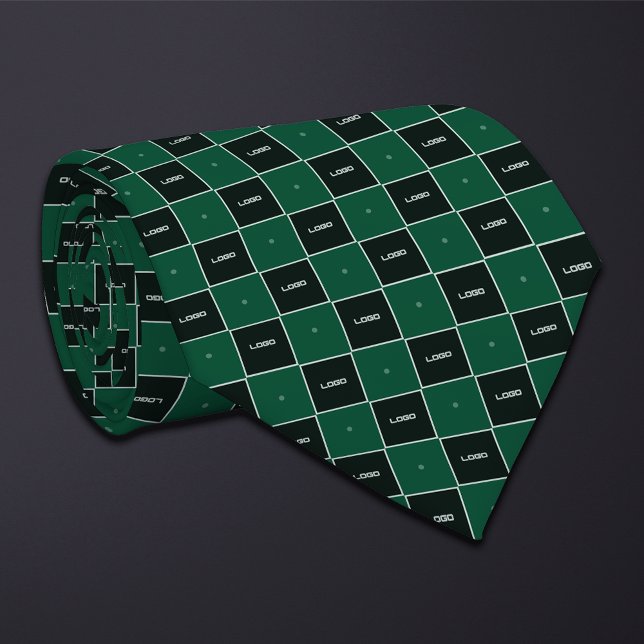 Grönt schackbrädemönster för logotyp slips (Skapare uppladdad)