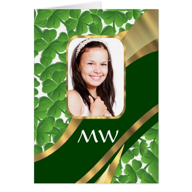 Grönt-schamprock-fotobakgrund Hälsningskort (Framsidan)