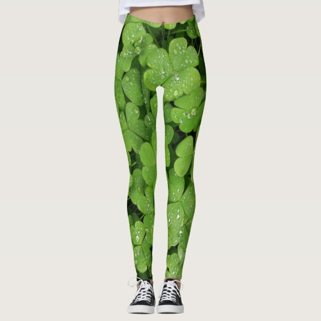 Grönt schamprock klöver för St.Patricks Day Leggings (Framsida)