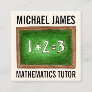 Grönt School Chalkboard Slate Math Tutor Lärare Fyrkantigt Visitkort