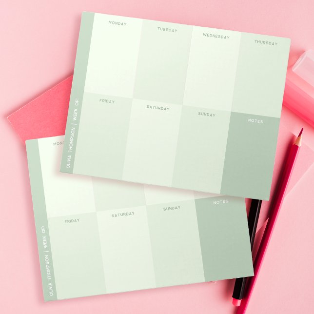 Grönt School Weekly Planner Anteckningsblock (Skapare uppladdad)