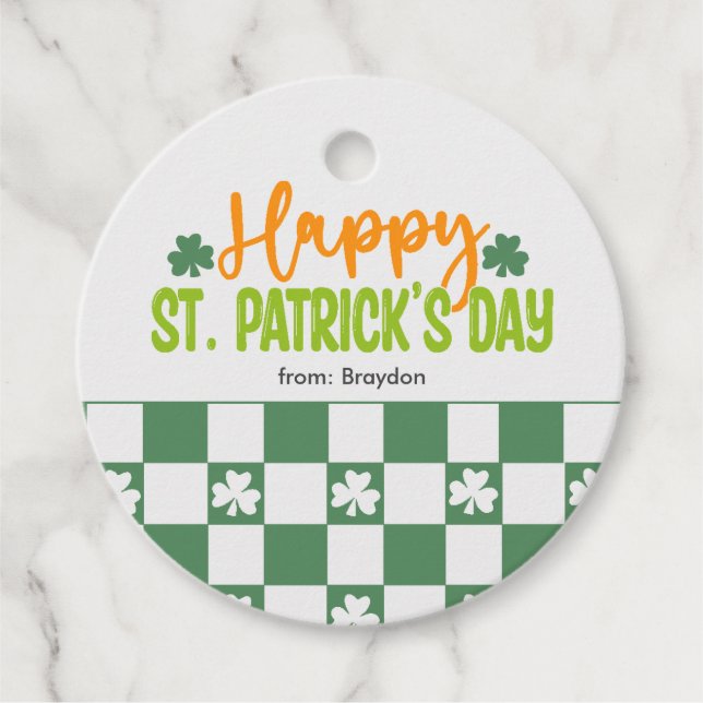 Grönt schysrock squares St. Patrick's Day Gåvor Etiketter (Framsida)