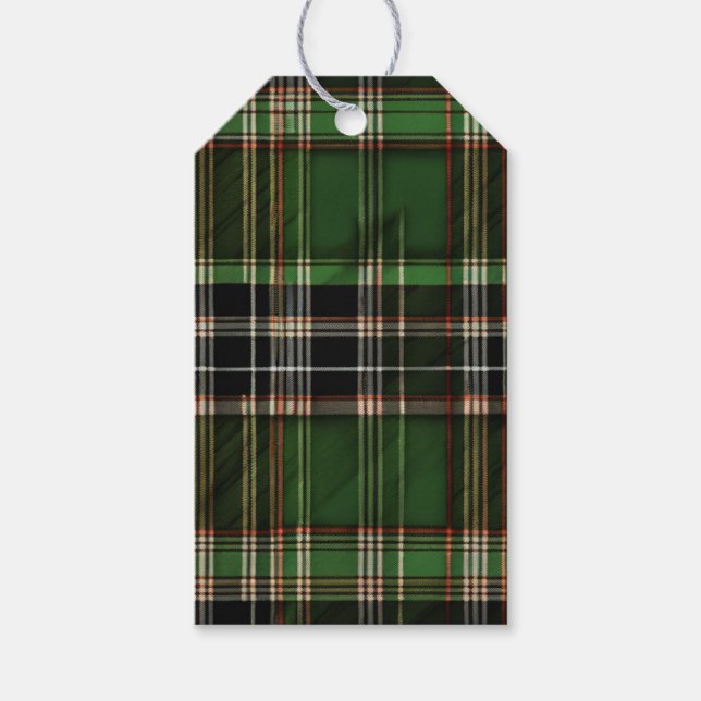 Grönt Scottish Tartan Wedding Favor Presentetikett (Framsidan)