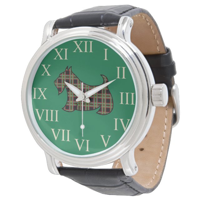 Grönt Scottish Terrier Watch Gift Armbandsur (Vinklad)