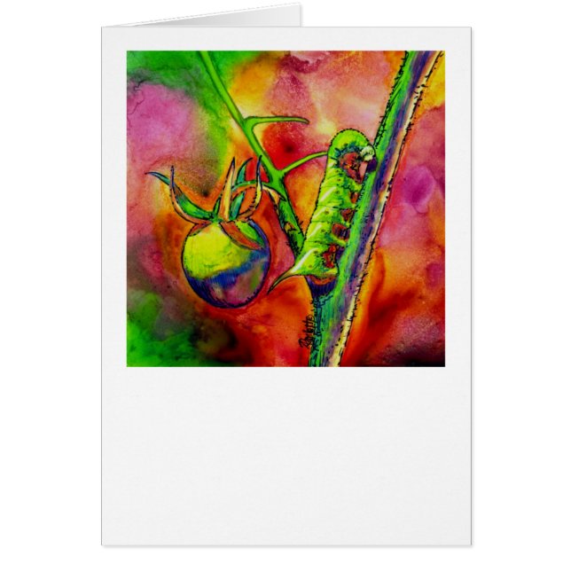 "Grönt Scourge" - Tomato Hornworm Card OBS Kort (Framsidan)