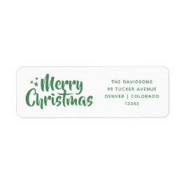 Grönt Script Cute Font God jul Returadress Etikett