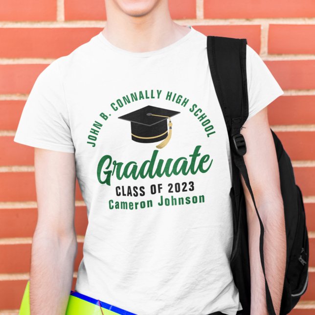 Grönt Script Student Personlig 2025 Studenten T Shirt (Skapare uppladdad)