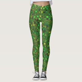 Grönt-SCSI-kopplingar Leggings