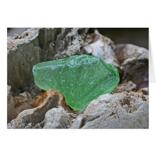 Grönt Sea Glass Hälsningskort (Framsidan Horizontal)