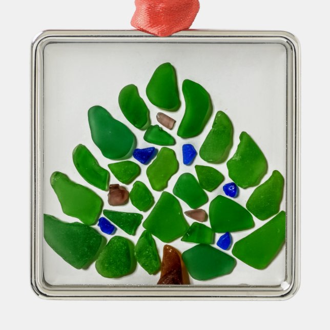 Grönt Sea Glass Julgran Julgransprydnad Metall (Framsidan)