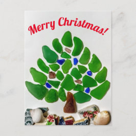 Grönt Sea Glass Washington Beacher Julgran Helg Vykort