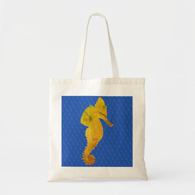 Grönt Sea Horse Blue Tote Tygkasse (Framsidan)