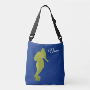 Grönt Sea horse Elegant Flower Photo Tote Axelväska