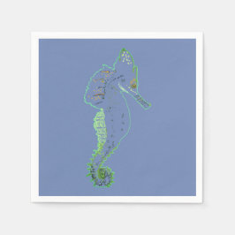 Grönt Sea Horse Vector Art Cocktail Napkin Pappersservett