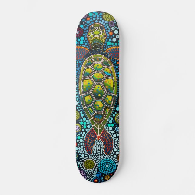 Grönt Sea Turtle - Aboriginal - Skateboard Deck (Framsida)