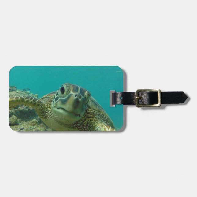Grönt Sea Turtle Bagagebricka (Horisontell Framsida)