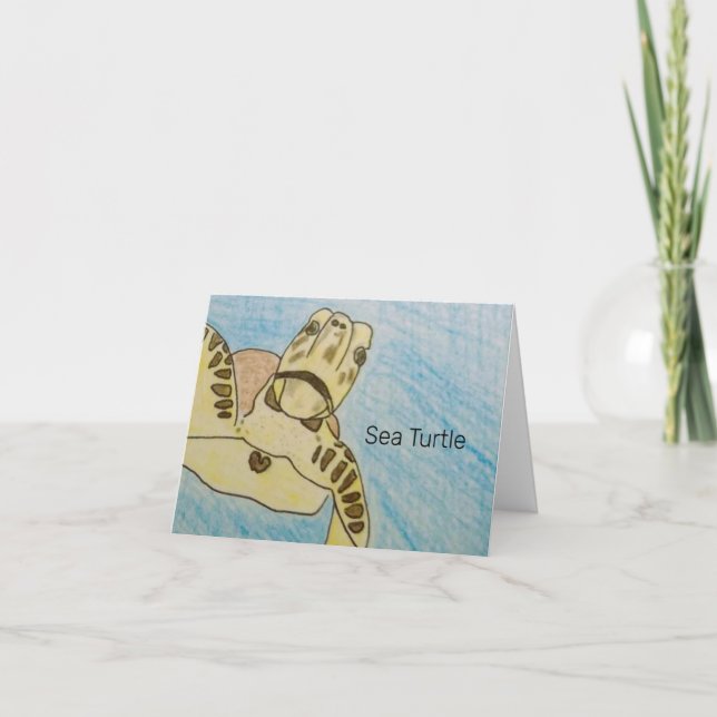 Grönt Sea Turtle Blank Greeting Card Tack Kort (Framsida)