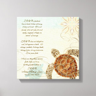 Grönt Sea Turtle Coastal Beach - 1 Corinthians 13 Canvastryck