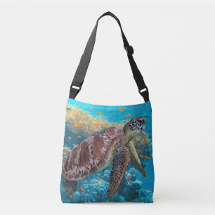 Grönt Sea Turtle Fabric Axelväska