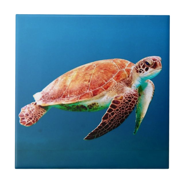 Grönt Sea Turtle Kakelplatta (Framsidan)