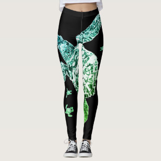 Grönt Sea Turtle Leggings