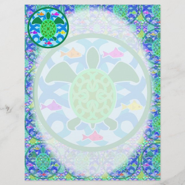 Grönt Sea Turtle Letterhead (Framsida)