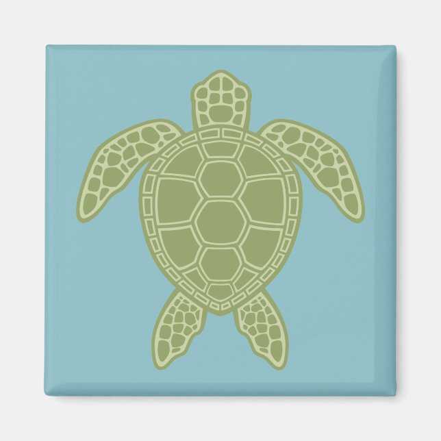 Grönt Sea Turtle Magnet (Framsidan)