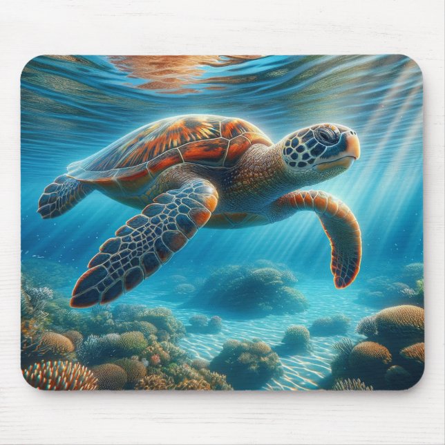 Grönt Sea Turtle Mousepad Musmatta (Framsidan)
