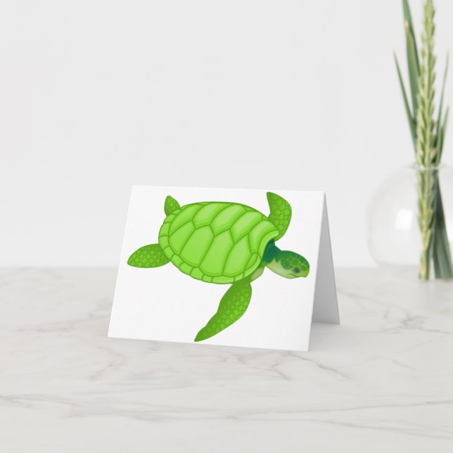 Grönt Sea Turtle Note Cards Kort (Framsida)